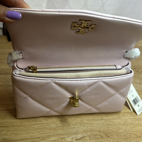 New Tory Burch Kira Diamond Quilted Napa Leather Mini Flap Bag in Rose Salt Pink - Picture 6 of 9